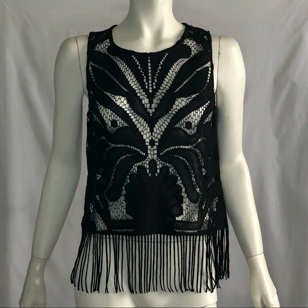 Dynamite woman’s festival black lace fringe crop top brand new with tag size XS - Picture 12 of 12
